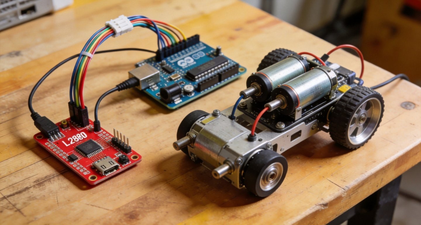 L298N电机驱动板怎么接线?Arduino双电机PWM调速正反转