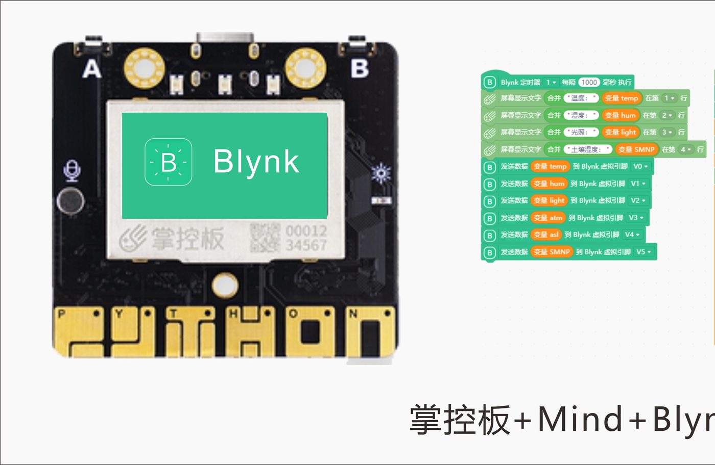图 3-4 IOT 气象站网络原理：掌控板经 WiFi 连 Blynk 服务器，手机端读取数据