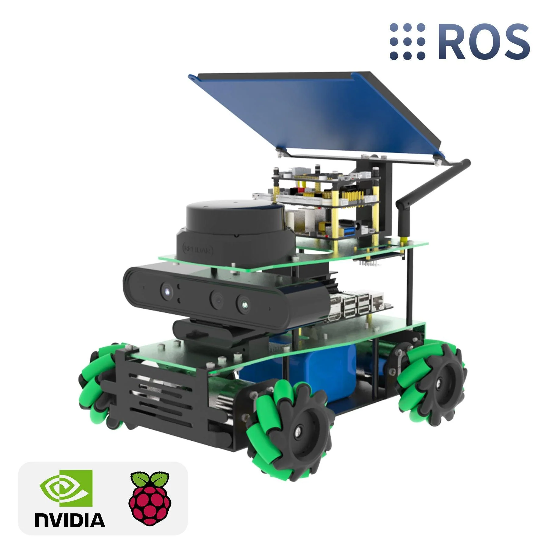 亚博 ROSMASTER X3 整车,麦轮、激光雷达与摄像头齐全