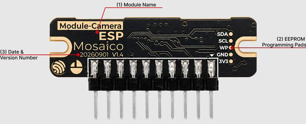 V1.4 摄像头模块 PCB 正面实拍，模块名称与版本日期丝印